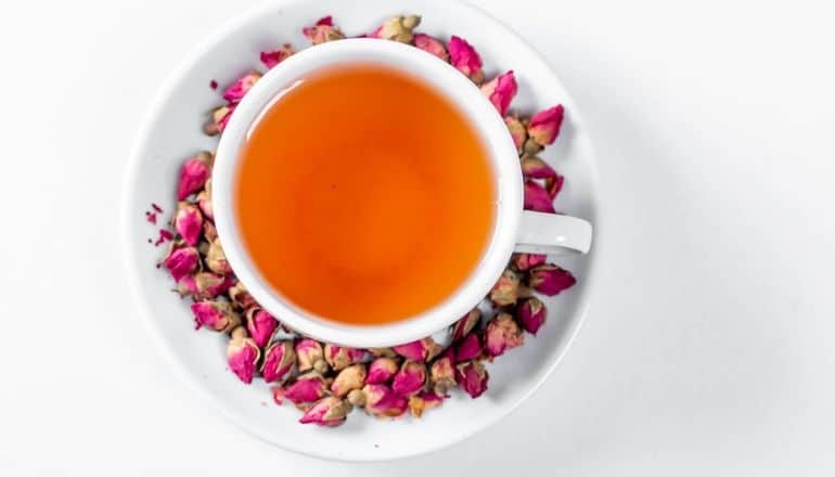 cup of rose tea