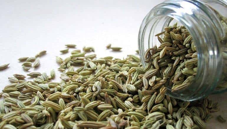 fennel seed spilling out of a jar