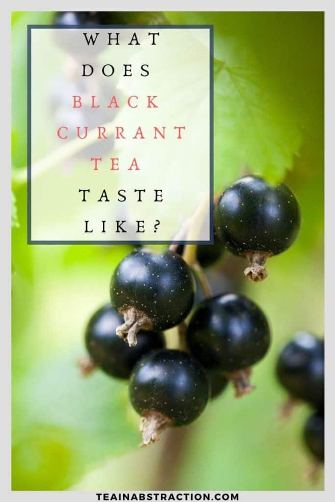 cluster of black currants on a tree with text overlayed