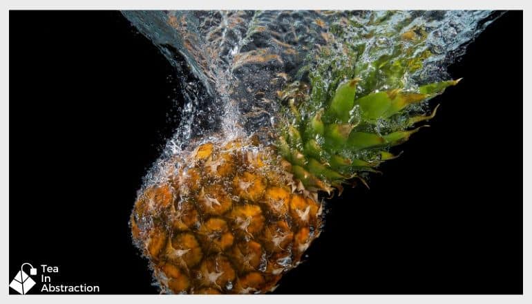 pineapple submerged in water