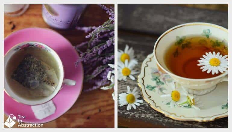 cup of lavender tea and chamomile tea
