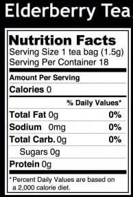 nutritional info for elderberry tea