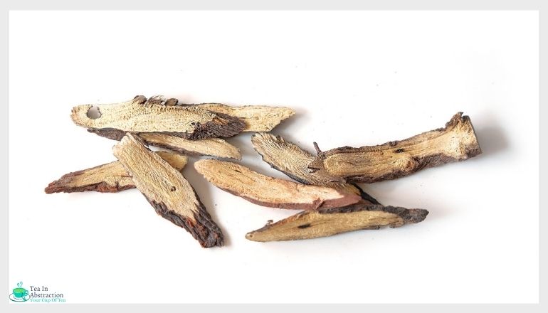 licorice root tea against a white background